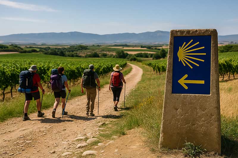 Peregrinos en el Camino de Santiago que necesitan servicio de Taxi Navarrete